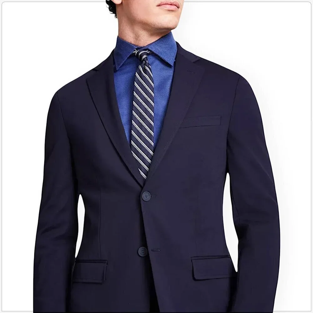 Calvin Klein Navy Malbin Slim Fit Stretch Wool Sport Coat Jacket NWT New 42R